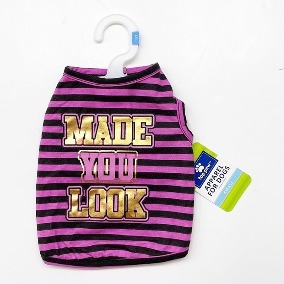 NEW Top Paw Made You Look Striped Dog Tank Top - Picture 1 of 4